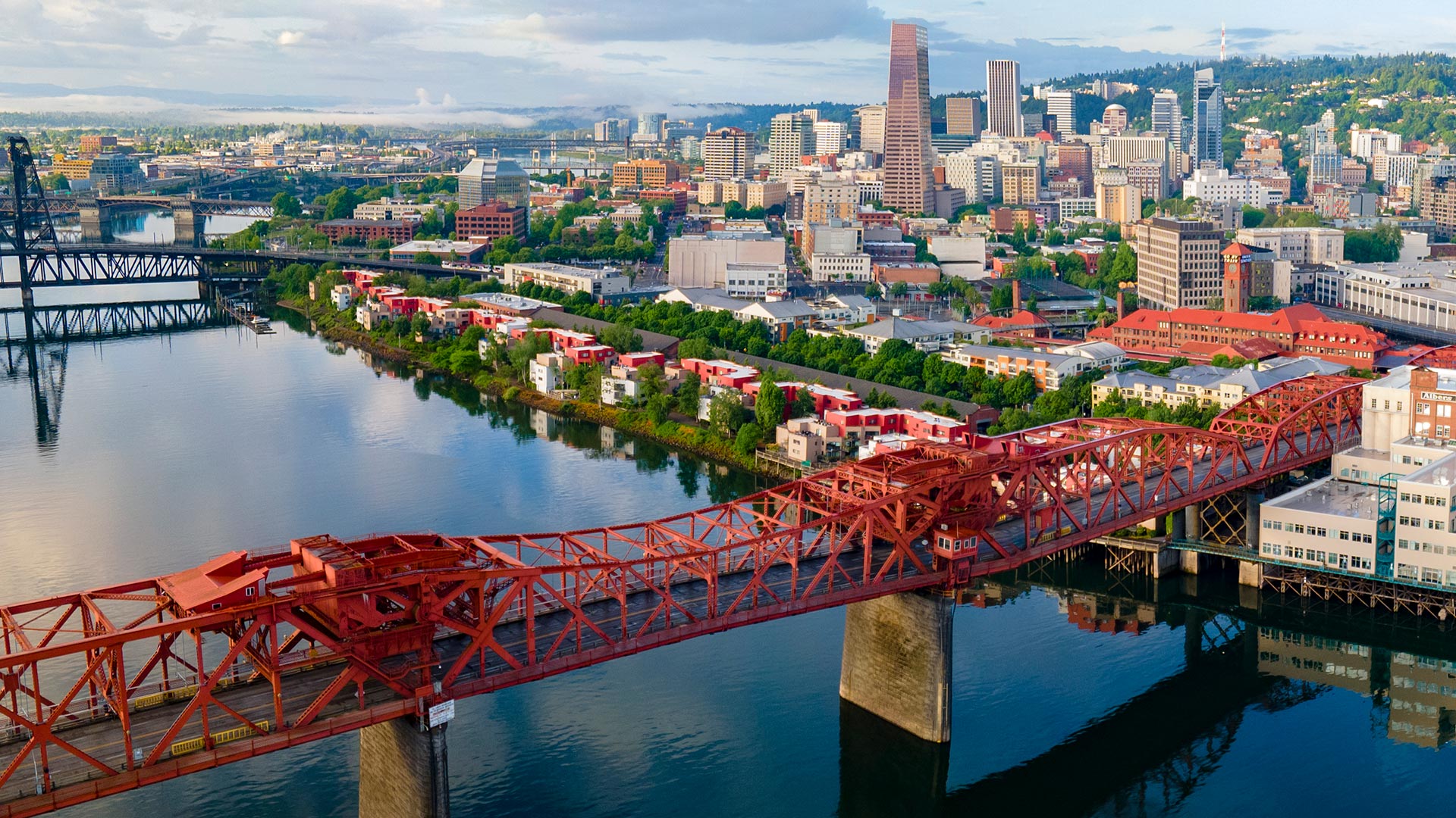 broadway bridge skyline portland oregon